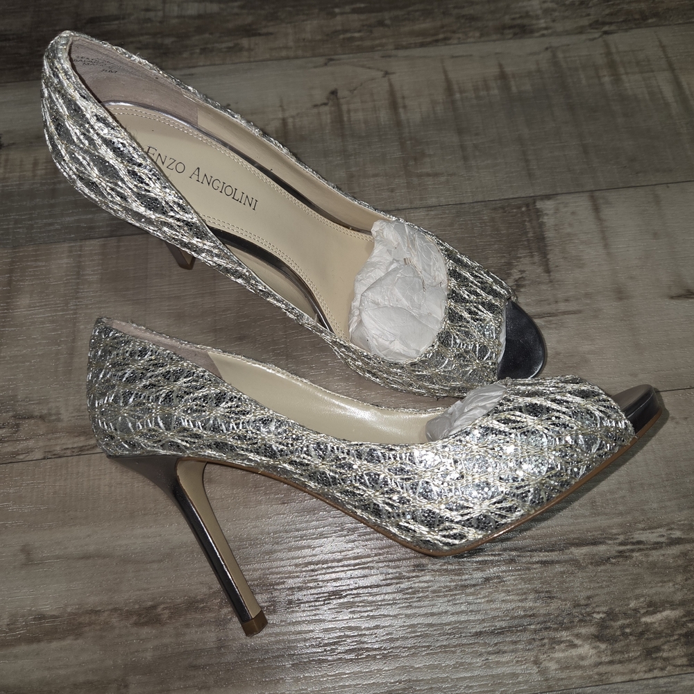 Enzo Angiolini Metallic Textured Heels